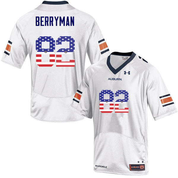 Men #82 Pete Berryman Auburn Tigers USA Flag Fashion College Football Jerseys-White - Click Image to Close